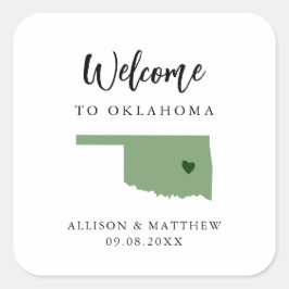 Elke Kleur Oklahoma Weddenschap Welkomsttas Vierkante Sticker