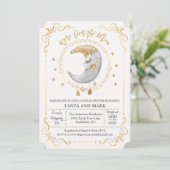 ELKE KLEUR - Over the Moon Baby shower Invitation Kaart (Staand voorkant)