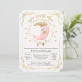 ELKE KLEUR - Over the Moon Baby shower Invitation Kaart (Staand voorkant)