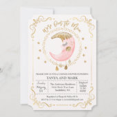 ELKE KLEUR - Over the Moon Baby shower Invitation Kaart (Voorkant)