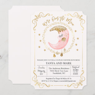 ELKE KLEUR - Over the Moon Baby shower Invitation Kaart