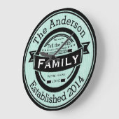 Elke kleur persoonlijke familienaam Retro stijl Grote Klok (Hoek)