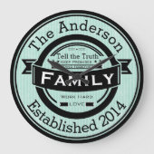 Elke kleur persoonlijke familienaam Retro stijl Grote Klok (Voorkant)