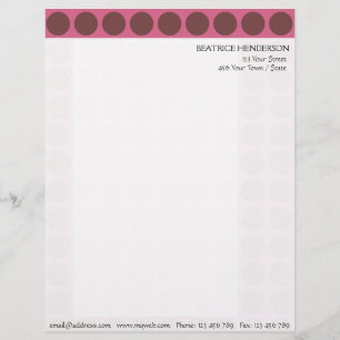  elke kleur Polka Dots Patroon op Roze Gepersonaliseerd Briefhoofd