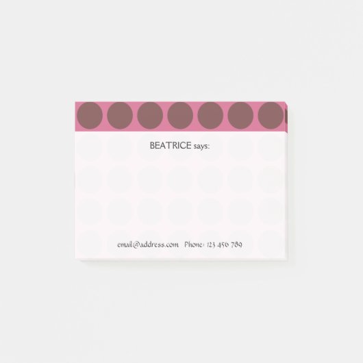  elke kleur Polka Dots Patroon op Roze Post-it® Notes (Voorkant)