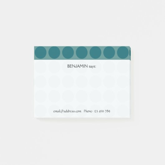  elke kleur Polka Dots Pattern op Blauwgroen Post-it® Notes (Voorkant)