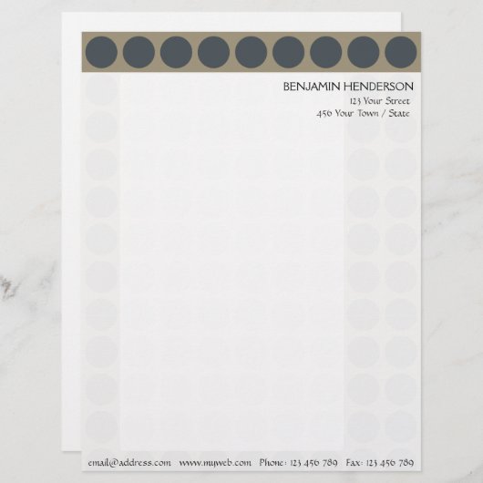  elke kleur Polka Dots Pattern op Latte Briefhoofd Sjabloon (Voorkant / Achterkant)