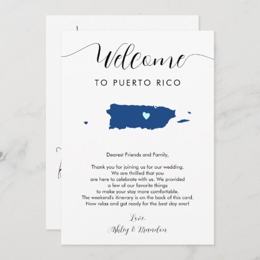 Elke kleur Puerto Rico bruiloft welkom route (Voorkant / Achterkant)