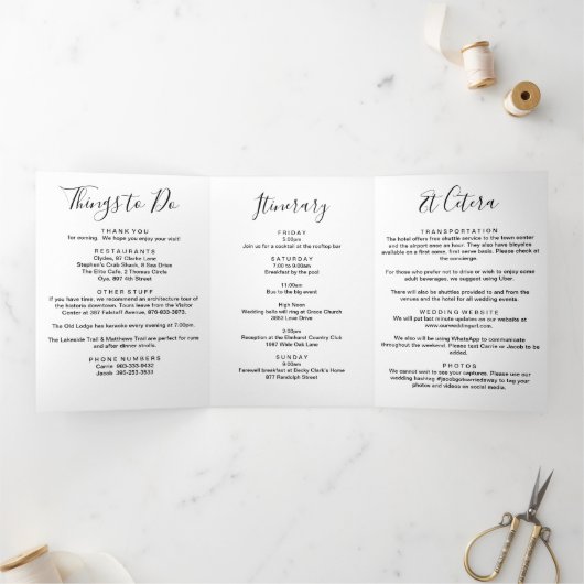 Elke kleur Puerto Rico bruiloft welkom route Drieluik Programma (Binnen)