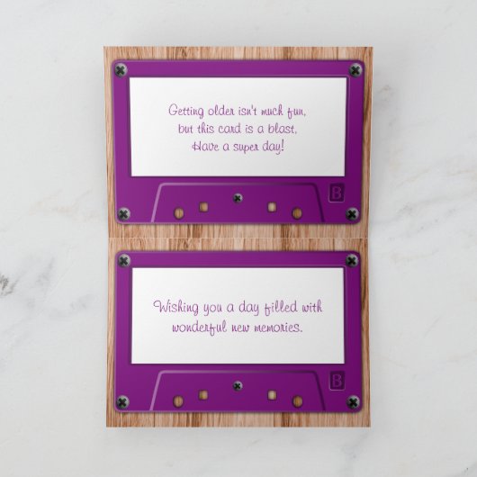 Elke kleur retro muziek Cassettebandje verjaardag Kaart (Binnen)