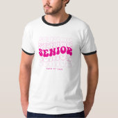Elke kleur | Retro Wavy Senior Afstuderen T-shirt (Voorkant)