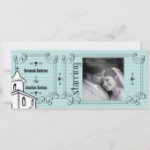 Elke kleur Romantic Chapel Ticket Weduwfoto Kaart (Achterkant)