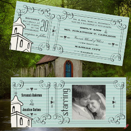 Elke kleur Romantic Chapel Ticket Weduwfoto Kaart