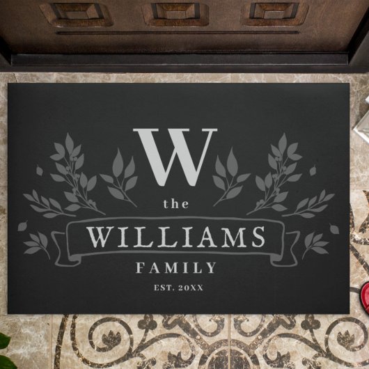 Elke kleur | Rustieke familienaam Monogram Deurmat