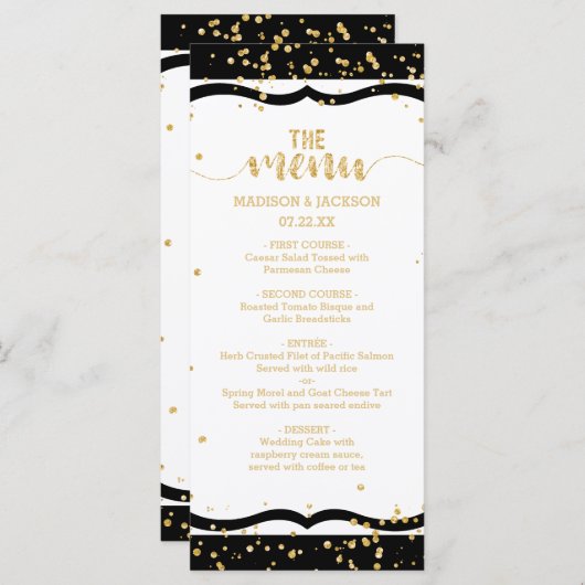 Elke kleur strepen & gouden Confetti bruiloft menu (Voorkant / Achterkant)