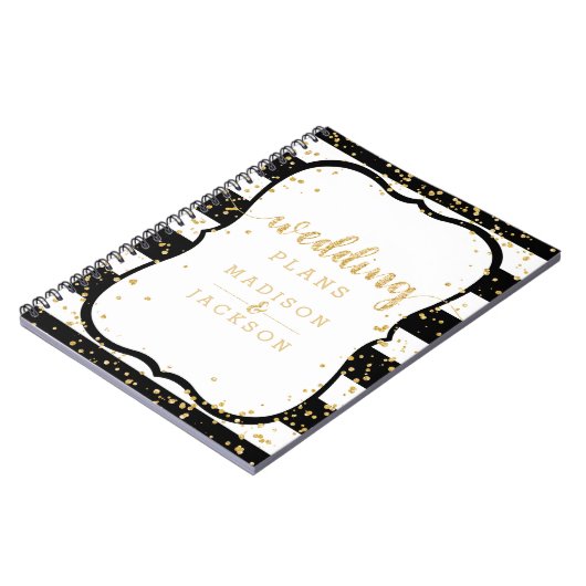 Elke kleur strepen & gouden Confetti bruiloft plan Notitieboek (Linkerzijde)