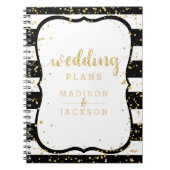Elke kleur strepen & gouden Confetti bruiloft plan Notitieboek (Voorkant)