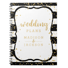 Elke kleur strepen & gouden Confetti bruiloft plan Notitieboek