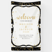 Elke kleur strepen & gouden Confetti bruiloft welk Spandoek (Verticaal)