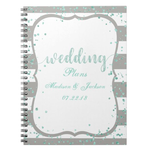 Elke kleur Stripes & Mint Confetti Wedding Planner Notitieboek (Voorkant)