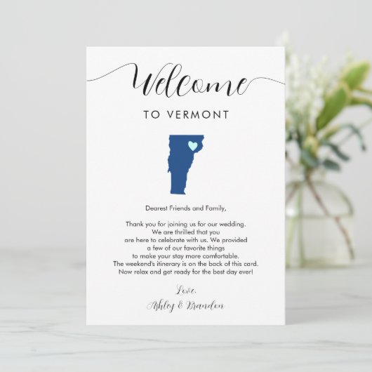 Elke kleur Vermont bruiloft welkom route (Staand voorkant)