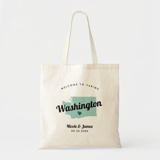 Elke Kleur Washington State Map WeduwWelkomsttas Tote Bag (Voorkant)
