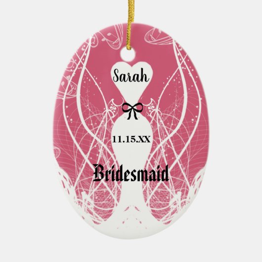 Elke kleur Weddenschap Gwn Bridesmaid Kerstmis Keramisch Ornament (Voorkant)