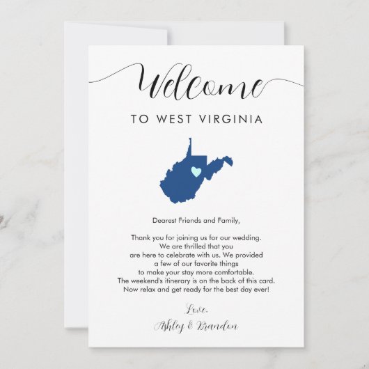 Elke kleur West Virginia bruiloft welkom route (Voorkant)