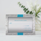 Elke kleur Zilveren Zwirl Weddenschap RSVP Kaartje (Staand voorkant)