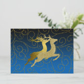 Elke kleur zwart ombre twee gouden rendieren vakan feestdagenkaart (Staand voorkant)