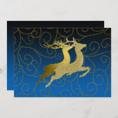 Elke kleur zwart ombre twee gouden rendieren vakan feestdagenkaart (Voorkant / Achterkant)