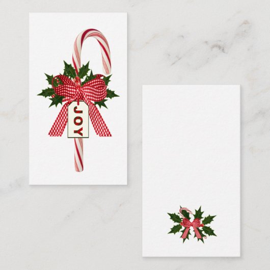 Elke kleurachtergrond Candy Cane "Joy" Kerstmis Informatiekaartje (Voorkant / Achterkant)
