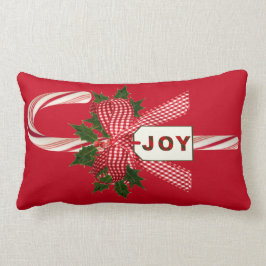 Elke kleurachtergrond Candy Cane "Joy" Kerstmis Kussen