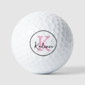 Elke Kleuren Roze Cute Naam Monogram  Golfballen (Voorkant)