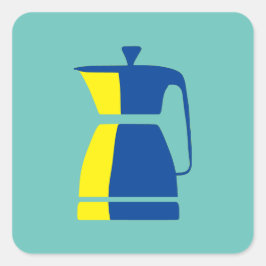 Elke kleurenkoffie vierkante sticker
