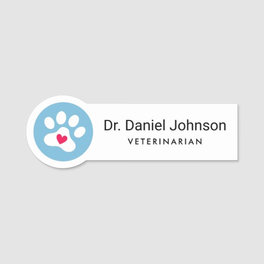 Elke kleurenpoot drukt hart logo modern dier af naamplaatje (Voorkant)