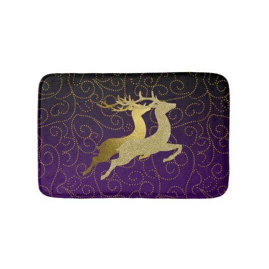 Elke kleurloze zwarte ombre Two Gold Reindeer Holi Badmat (Voorkant)