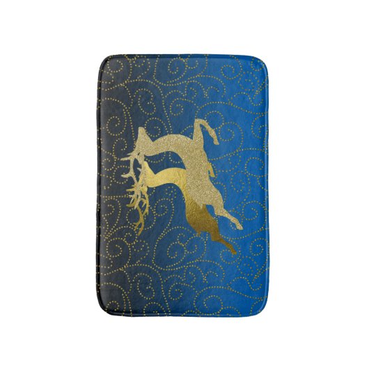 Elke kleurloze zwarte ombre Two Gold Reindeer Holi Badmat (Voorkant Verticaal)