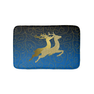 Elke kleurloze zwarte ombre Two Gold Reindeer Holi Badmat