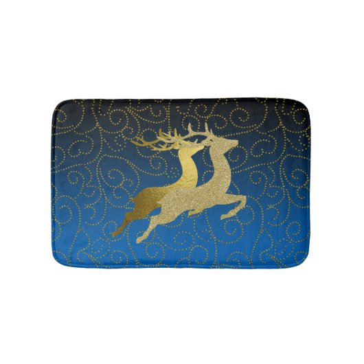 Elke kleurloze zwarte ombre Two Gold Reindeer Holi Badmat (Voorkant)