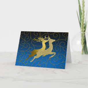 Elke kleurloze zwarte ombre Two Gold Reindeer Holi Feestdagen Kaart
