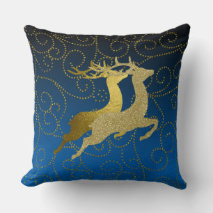 Elke kleurloze zwarte ombre Two Gold Reindeer Holi Kussen