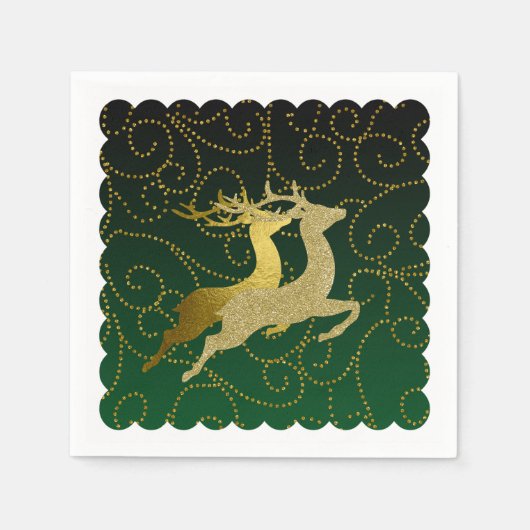 Elke kleurloze zwarte ombre Two Gold Reindeer Holi Servetten (Voorkant)