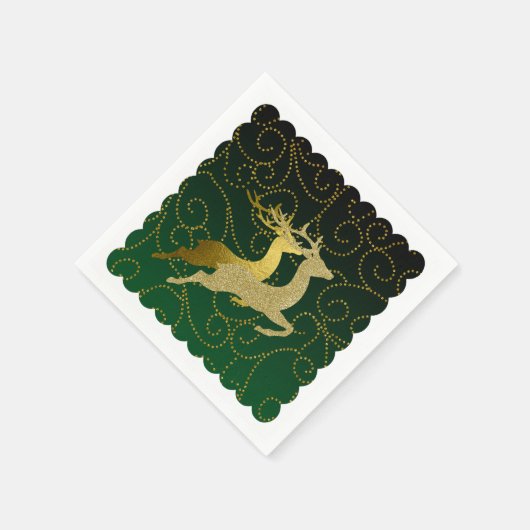 Elke kleurloze zwarte ombre Two Gold Reindeer Holi Servetten (Hoek)