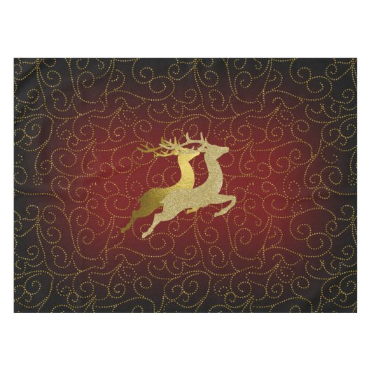 Elke kleurloze zwarte ombre Two Gold Reindeer Holi Tafelkleed (Voorkant (Horizontaal))