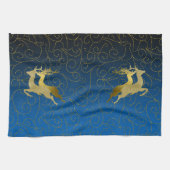 Elke kleurloze zwarte ombre Two Gold Reindeer Holi Theedoek (Horizontaal)