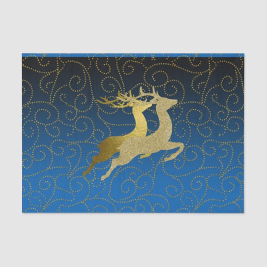 Elke kleurloze zwarte ombre Two Gold Reindeer Holi Tissuepapier (Voorkant)