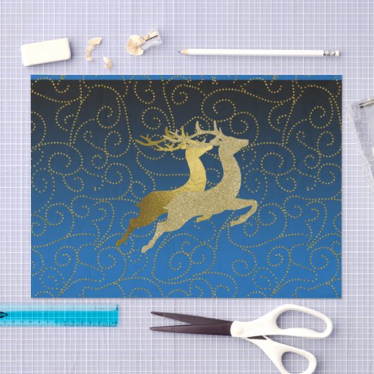 Elke kleurloze zwarte ombre Two Gold Reindeer Holi Tissuepapier (Craft)
