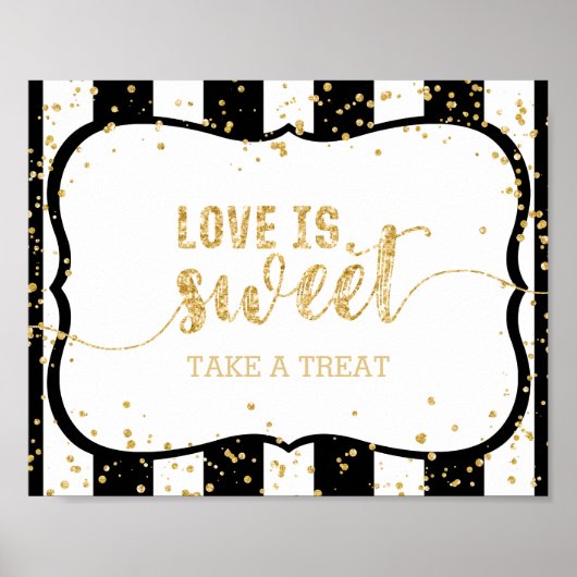 Elke kleurstrips en Gold Confetti Love is Sweet Poster (Voorkant)
