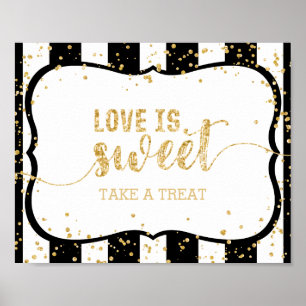 Elke kleurstrips en Gold Confetti Love is Sweet Poster